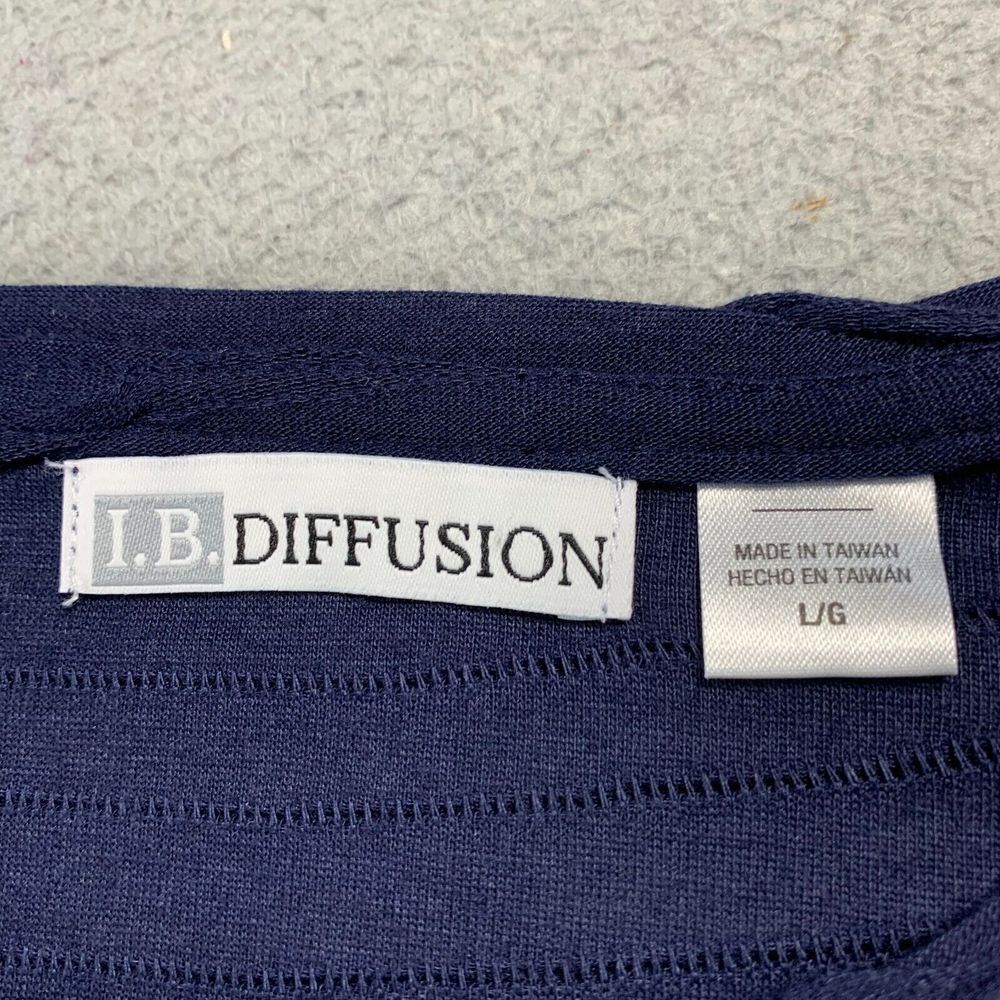 IB DIFFUSION Blouse Womens Large Top 3/4 Sleeve Blue - Picture 3 of 8